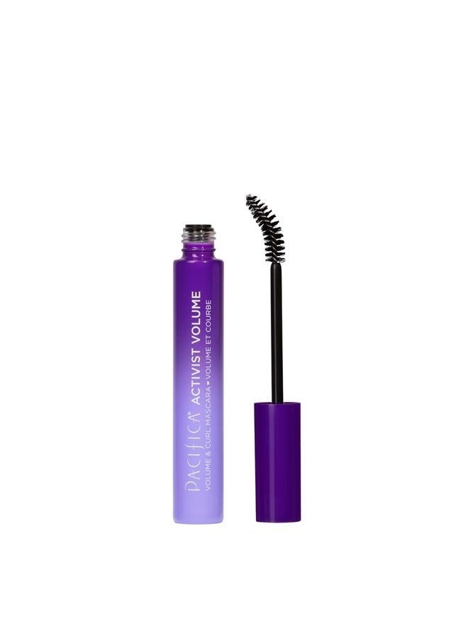 Beauty | Activist Curling Mascara | Black | Volume and Length | Vegan Brush | Glass Tube | Clean Eye Makeup | Plant-Fibers | Microplastic + Nylon 6 Free | Vegan, Talc-Free, Cruelty-Free