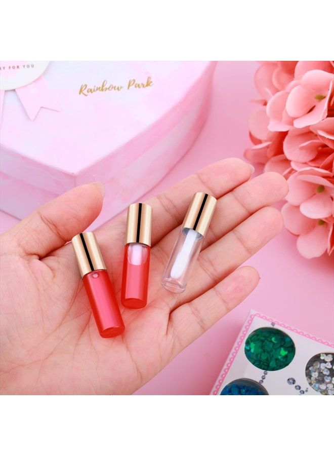 100 Pieces 1.2 ml Clear Mini Lip Gloss Tube Refillable Empty Lip Balm Gloss Containers Bottles Transparent Mini Lipstick Containers for Women Girls DIY Makeup (Rose Gold)