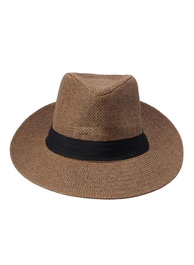 Ribbon Decor Panama Hat Coffee
