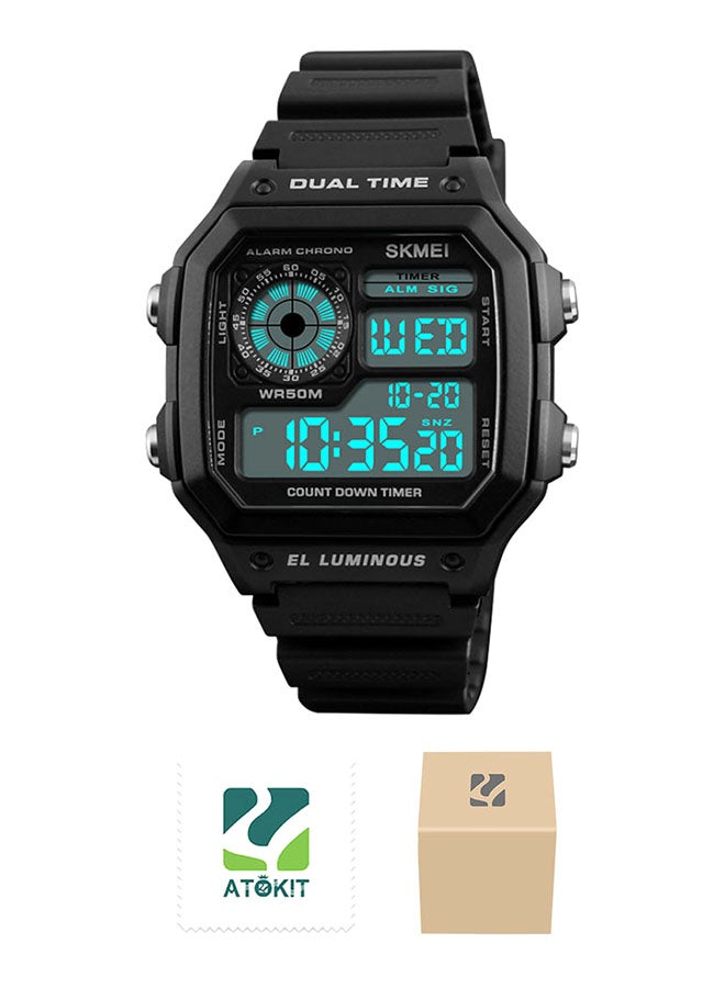 Boys' Outdoor Sports Waterproof PU Leather Digital Watch 1299