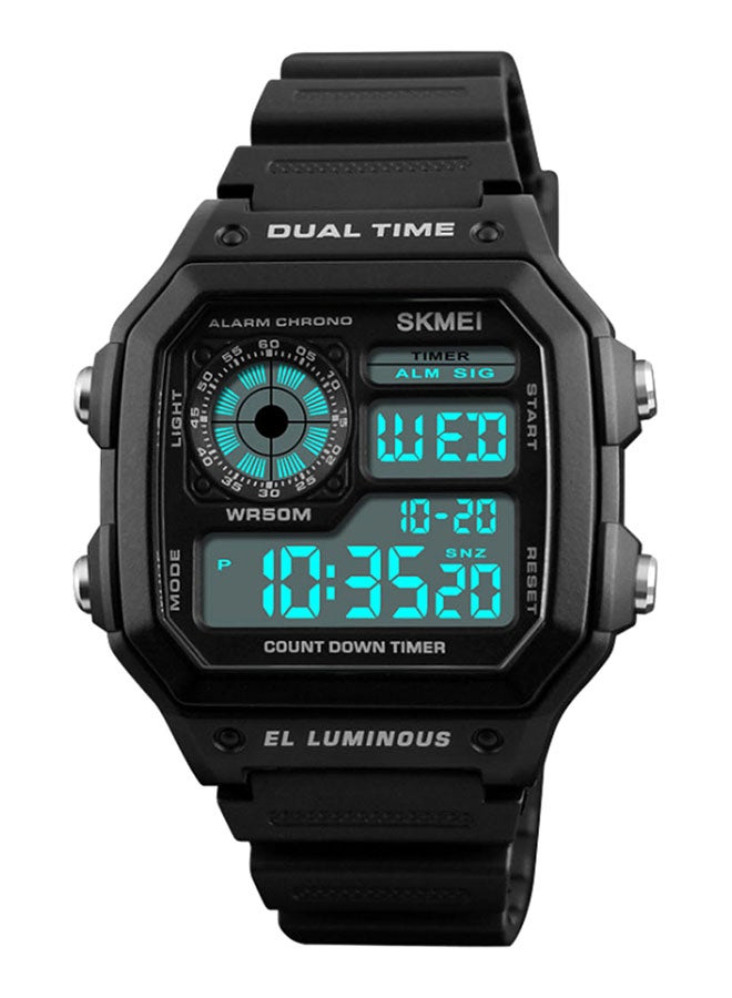 Boys' Outdoor Sports Waterproof PU Leather Digital Watch 1299