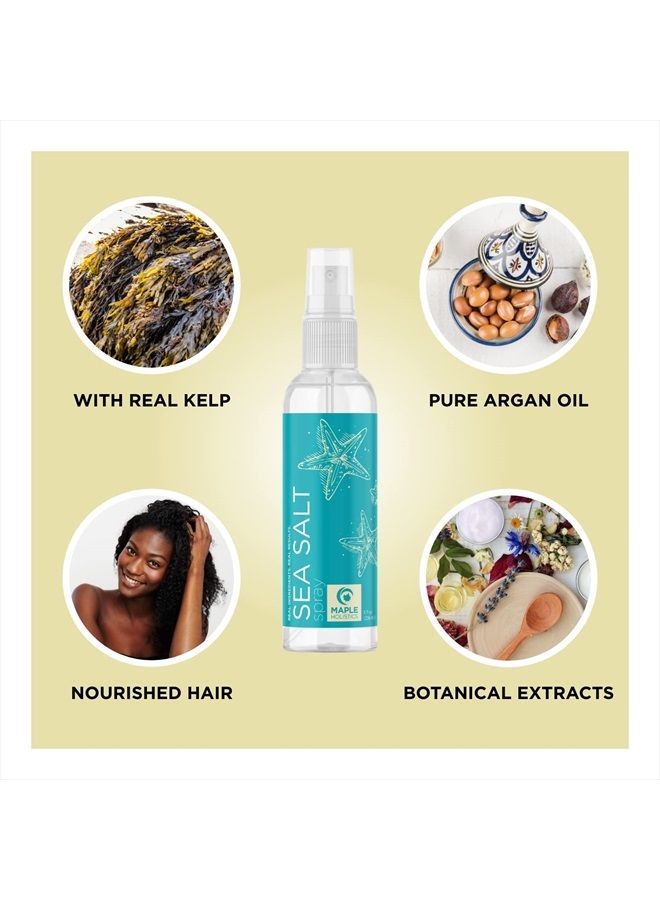 Volumizing Sea Salt Spray for Hair - Texturizing Beach Waves Spray & Hair Mist Curl Activator - Non Sticky Styling Beach Hair Spray for Men and Women with Nourishing Sea Kelp Extract and Argan Oil 8oz