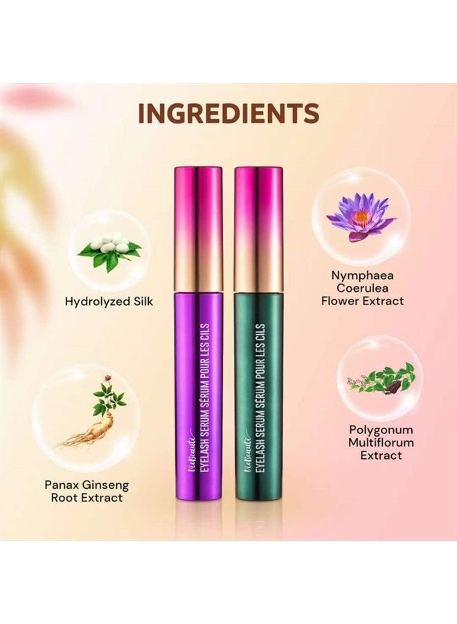 Eyelash Growth Serum Purple and Green Twin Gift Pack Set- Premium Lash and Brow Growth Serum Enhancing Kit, Volumizing Growing Longer Thicker, Eye Lashes for Women(6ML)