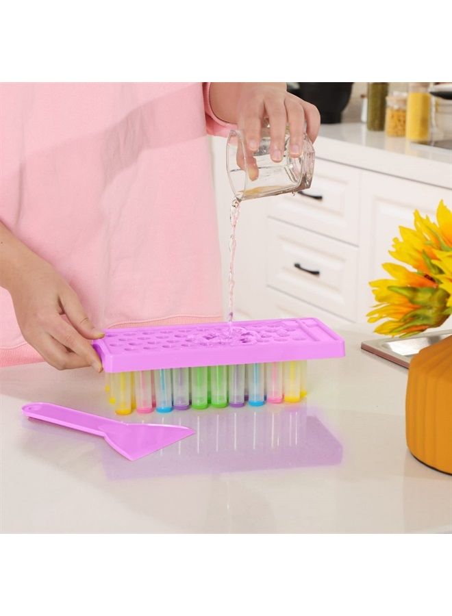 2 Sets Lip Balm Tray and Spatula Set Portable lipstick Holder Lip Balm Containers Lip Gloss Making Kit (Purple)