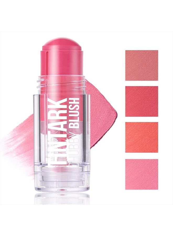 TINTARK Chubby Cream Blush Stick for Face Cheek Lip Eye, Light Translucent Color for Fair Skin, Velvet Mousse Texture, Natural Pink Magenta Peach Red Matte Makeup Blusher, Vegan Cruelty Free