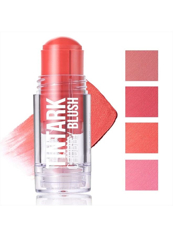 TINTARK Chubby Cream Blush Stick for Face Cheek Lip Eye, Light Translucent Color for Fair Skin, Velvet Mousse Texture, Natural Pink Magenta Peach Red Matte Makeup Blusher, Vegan Cruelty Free