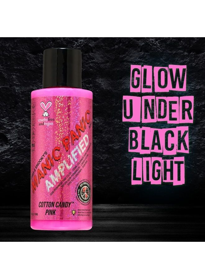 Hot Hot Pink Hair Color - Amplified - (2PK) Semi Permanent Hair Dye - Medium Pink - Glows In Blacklight - For Dark & Light Hair - Vegan, PPD & Ammonia Free For Coloring Hair on Women & Men