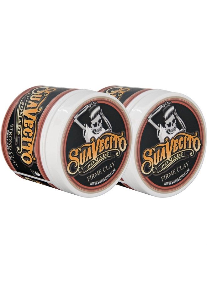 Pomade Firme Clay 4 oz, 2 Pack - Strong Hold Hair Clay For Men - Low Shine Matte Hair Clay Pomade For Natural Texture Hairstyles