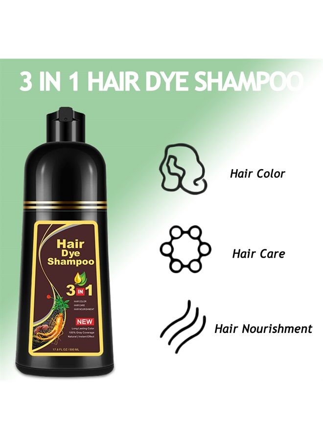 Herbal 3 in 1 Coffee Hair Dye 13.53 FL Oz, Coffee Hair Shampoo, Semi-Permanent Hair Dye Shampoo, 100% Gray Hair Coverage, Effect in 5 Minutes, Lasts 30 Days Hair Color Shampoo (coffee)