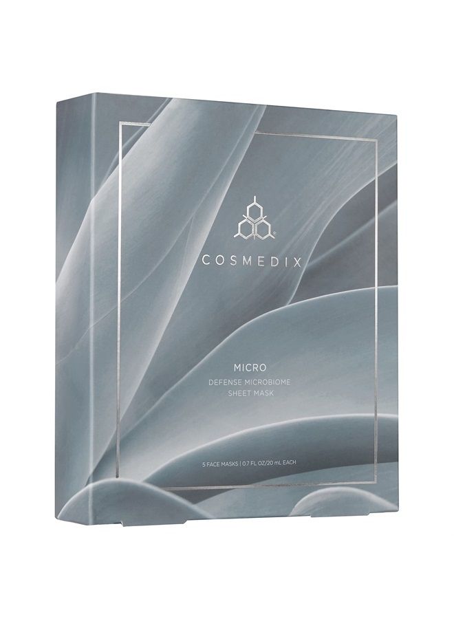 Micro Defense Microbiome Peel-Off Sheet Mask, Hydrates & Quenches Dry Skin, Soothing & Redness Reducing, Cruelty & Gluten Free, Set of 5