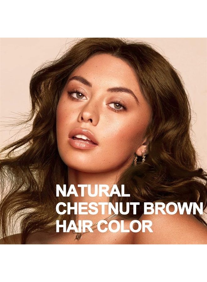 Herbal 3 in 1 Chestnut Brown Hair Dye 13.53 FL Oz, Chestnut Brown Hair Shampoo, Semi-Permanent Hair Dye Shampoo, 100% Gray Hair Coverage, Effect in 5 Minutes, Lasts 30 Days Hair Color Shampoo (chestnu