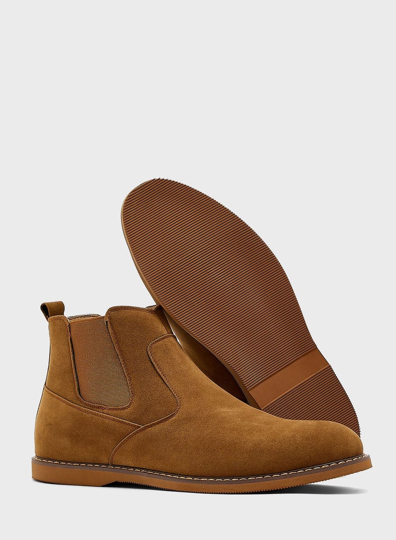 Faux Suede Chelsea Boots