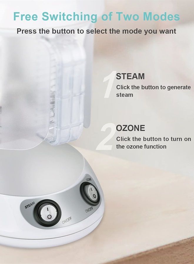 Hair Steamer EZBASICS 2 in 1 Ion Facial Steamer with Extendable Arm Table Top Hair Humidifier Hot Mist Moisturizing Facial Atomizer Spa Face Steamer Design for Personal Care Use at Home or Salon