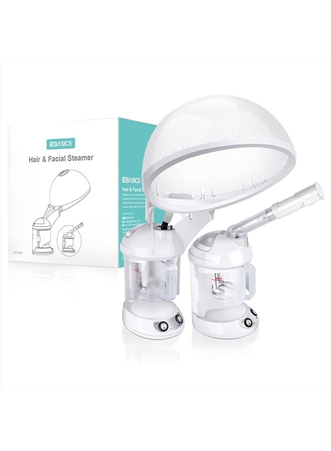 Hair Steamer EZBASICS 2 in 1 Ion Facial Steamer with Extendable Arm Table Top Hair Humidifier Hot Mist Moisturizing Facial Atomizer Spa Face Steamer Design for Personal Care Use at Home or Salon