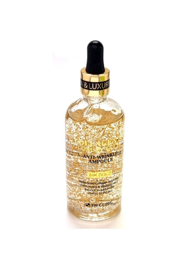 Collagen Luxyry Gold Anti-Wrinkle Ampoule -Paraben Free, Mineral Oil Free-Moisturizing Ampoule -3.38fl.oz.-Hydrolyzed Collagen, Pure Gold 500ppm