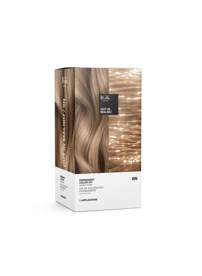 Permanent Color Kit OUT IN MALIBU - Natural Blonde 8N | Easy Application + Strengthen + Shine | Vegan + Cruelty Free + Ammonia Free | 4.75 Oz