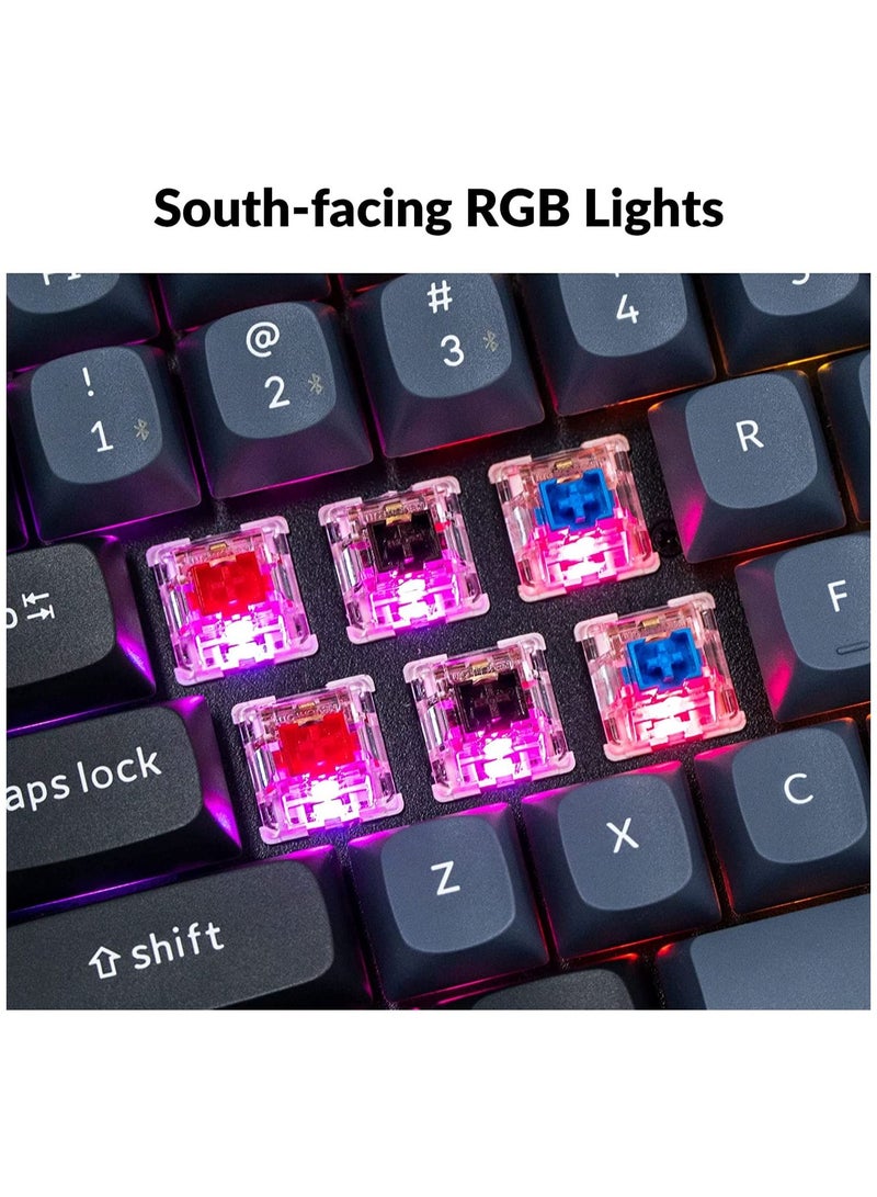 K2 Pro Wireless & Wired RGB Custom Mechanical Keyboard with Hot-swappable K Pro Red Switch, QMK/VIA Programmable Macro, 75% Layout Aluminum Frame Keyboard for Mac Windows Linux