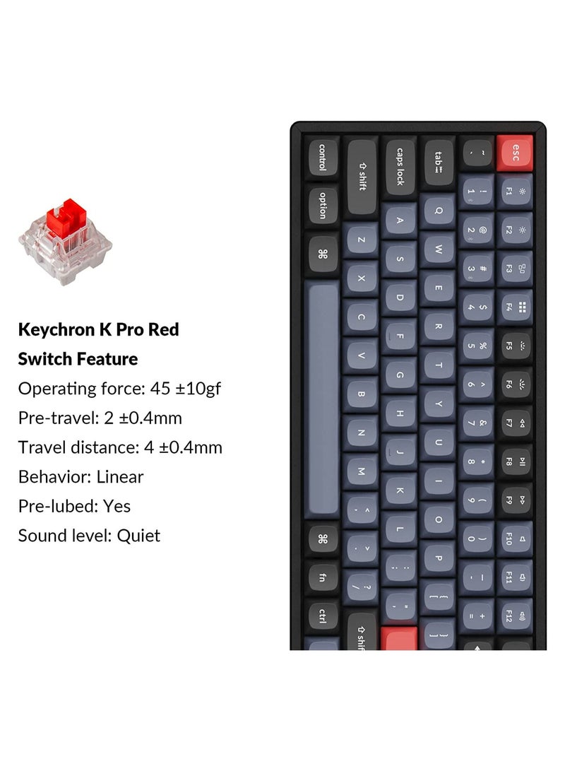 K2 Pro Wireless & Wired RGB Custom Mechanical Keyboard with Hot-swappable K Pro Red Switch, QMK/VIA Programmable Macro, 75% Layout Aluminum Frame Keyboard for Mac Windows Linux