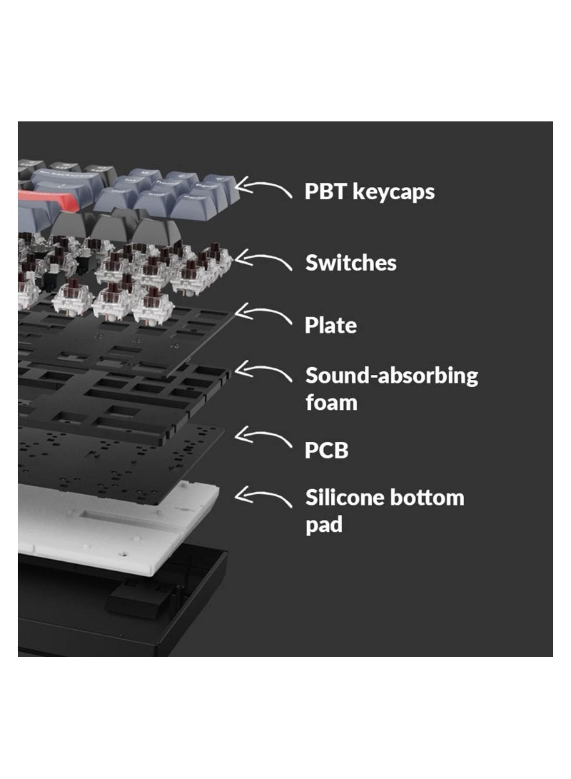 K8 Pro QMK/VIA Wireless Mechanical Keyboard, Hot-Swappable TKL Custom Programmable Macro Wired Keyboard with Gateron G Pro Red Switch, RGB Backlit, PBT Keycaps for Mac Windows Linux