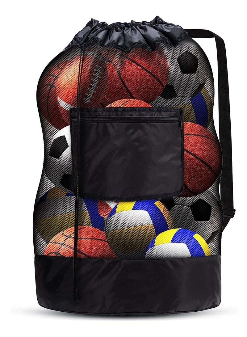 Mesh Bag for Ball, Waterproof Extra Large Duffel Bag Heavy Duty Net Ball Shoulder Bag, Durable Mesh Drawstring Bag Gym Sports Equipment Bag Large Mesh Net Bag