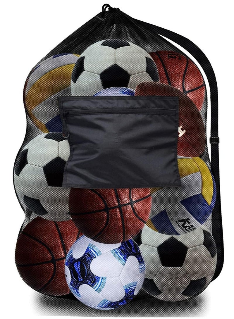 Mesh Ball Bags, Heavy Duty Sports Ball Bag with Adjustable Strap, Drawstring Extra Large Soccer Ball Bag Work for Coach, Basketball,Football, Volleyball,BaseBall and Swimming Gears