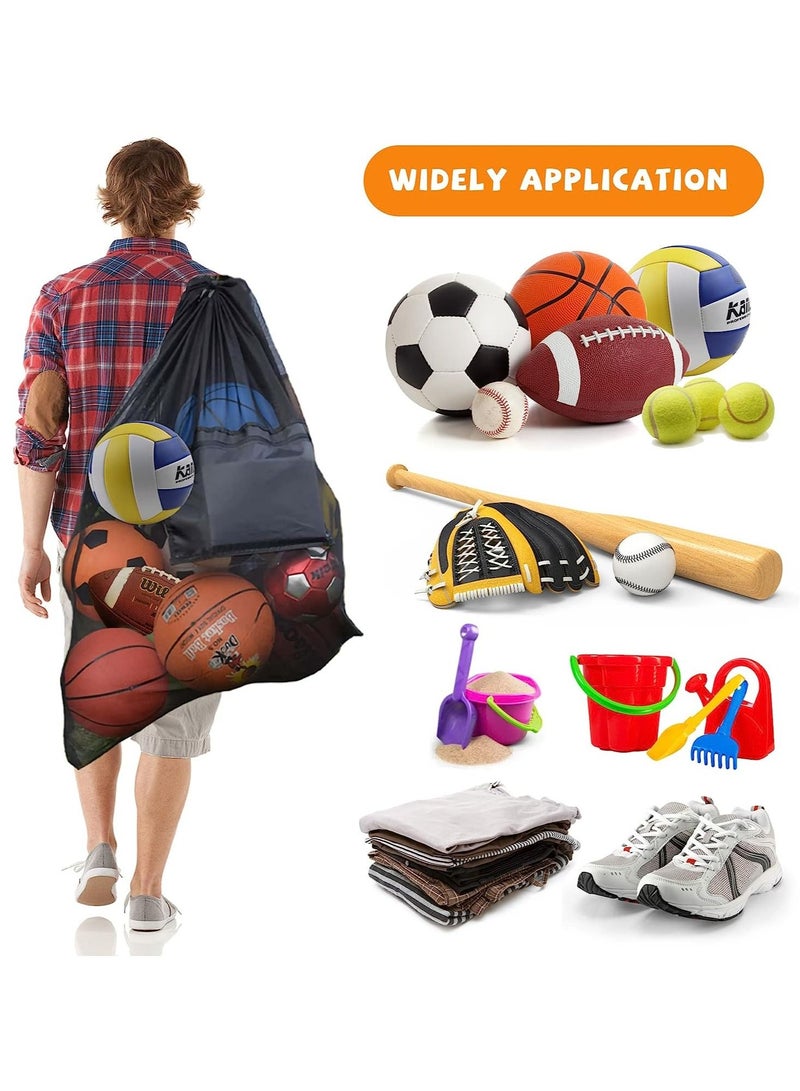 Mesh Ball Bags, Heavy Duty Sports Ball Bag with Adjustable Strap, Drawstring Extra Large Soccer Ball Bag Work for Coach, Basketball,Football, Volleyball,BaseBall and Swimming Gears