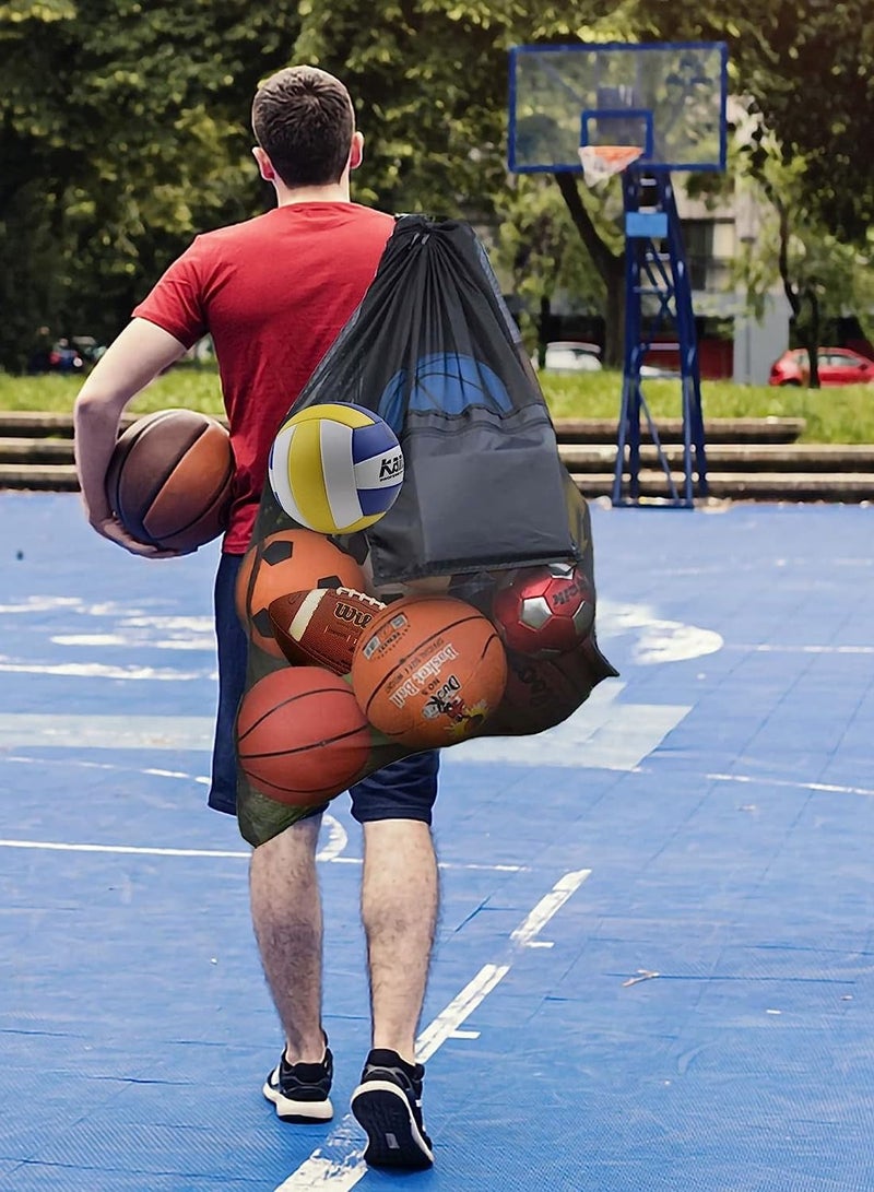 Mesh Ball Bags, Heavy Duty Sports Ball Bag with Adjustable Strap, Drawstring Extra Large Soccer Ball Bag Work for Coach, Basketball,Football, Volleyball,BaseBall and Swimming Gears