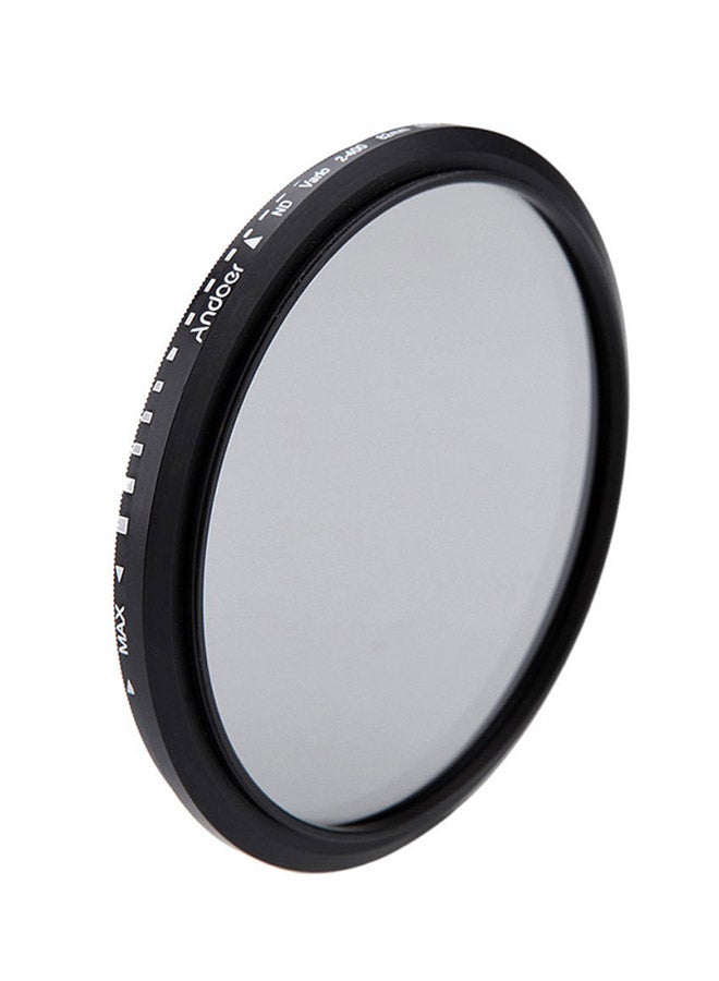 Neutral Density Adjustable ND2 To ND400 Variable Filter 8.2cm Black/Clear