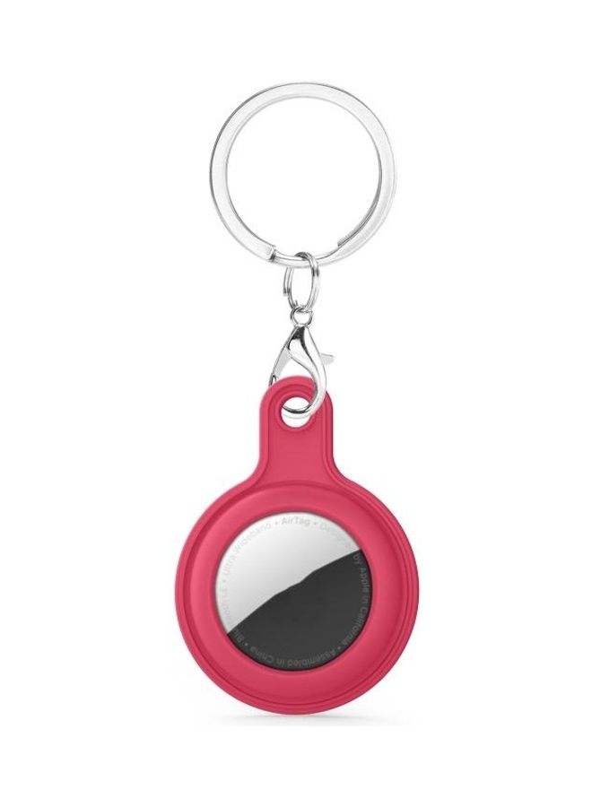 Protective Case With Keychain For Apple AirTag Rose Red