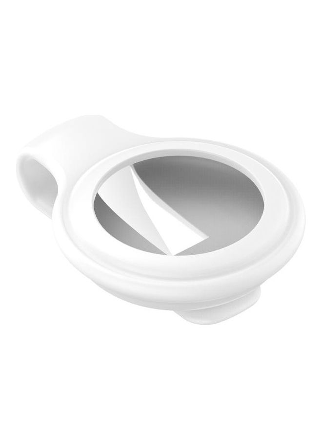 For Apple AirTag Silica Gel Anti-Scratch Shockproof Protective Cover Soft Case with Steel Clip White