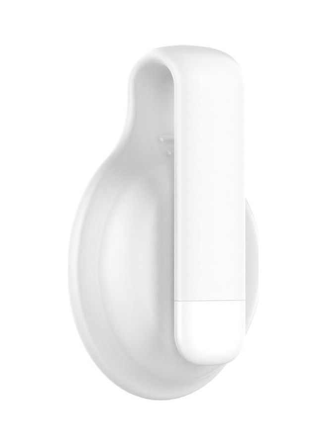 For Apple AirTag Silica Gel Anti-Scratch Shockproof Protective Cover Soft Case with Steel Clip White