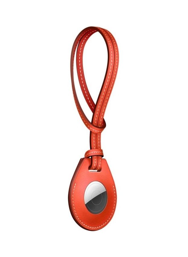 Shockproof Anti-Scratch Leather Protective Case Cover with Hang Loop for Apple AirTag Red