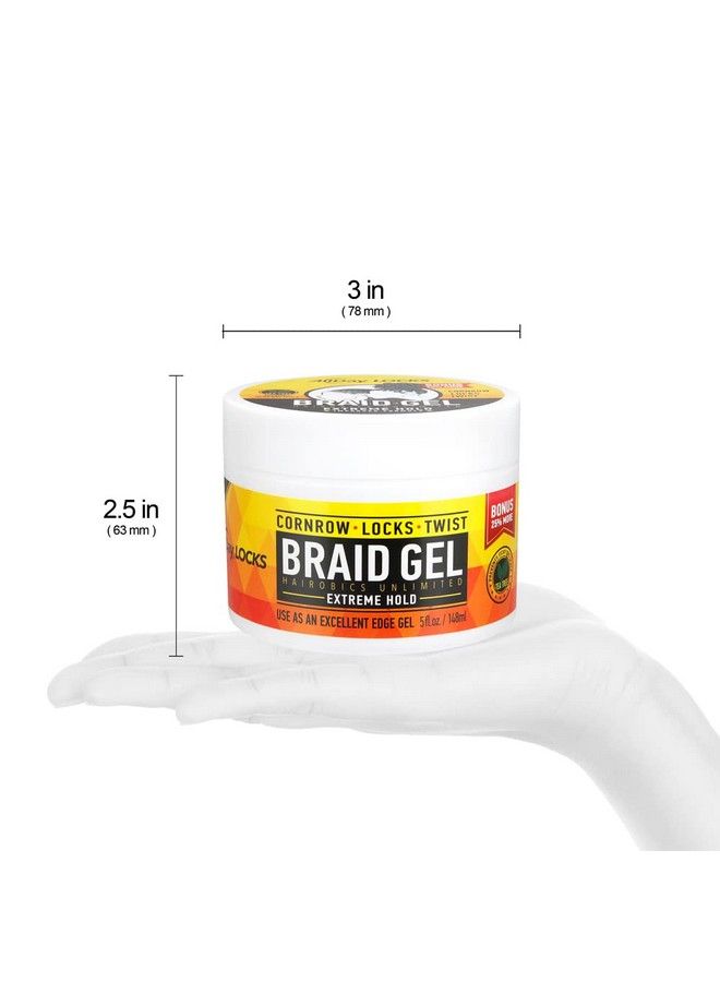 Braid Gel | Extreme Hold Smooths & Tames Frizz | No Flaking Or Drying | High Shine Long Lasting For Braids Locks Twists Cornrows | 5 Oz