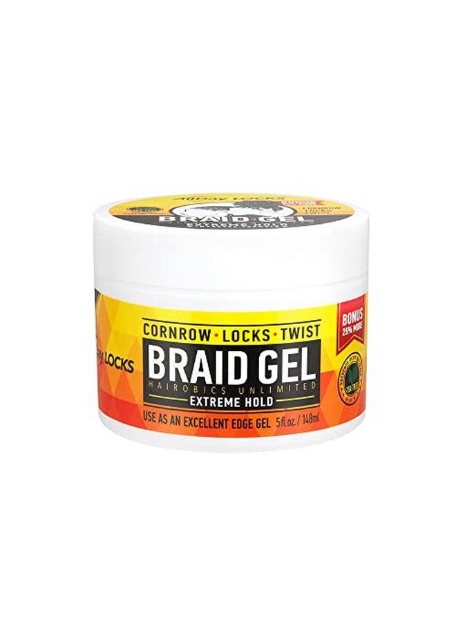 Braid Gel | Extreme Hold Smooths & Tames Frizz | No Flaking Or Drying | High Shine Long Lasting For Braids Locks Twists Cornrows | 5 Oz