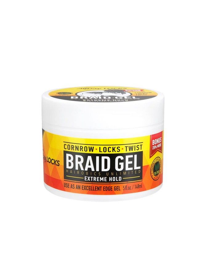 Braid Gel | Extreme Hold Smooths & Tames Frizz | No Flaking Or Drying | High Shine Long Lasting For Braids Locks Twists Cornrows | 5 Oz