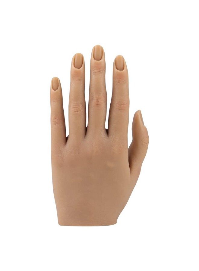 Nail Hand Practice Silicone Female Mannequin Life Size Hand As Sketch Nail Practice Hands Jewelry Ring Glove Watch Display With Nail 18Cm (Left Hand Light Brown)