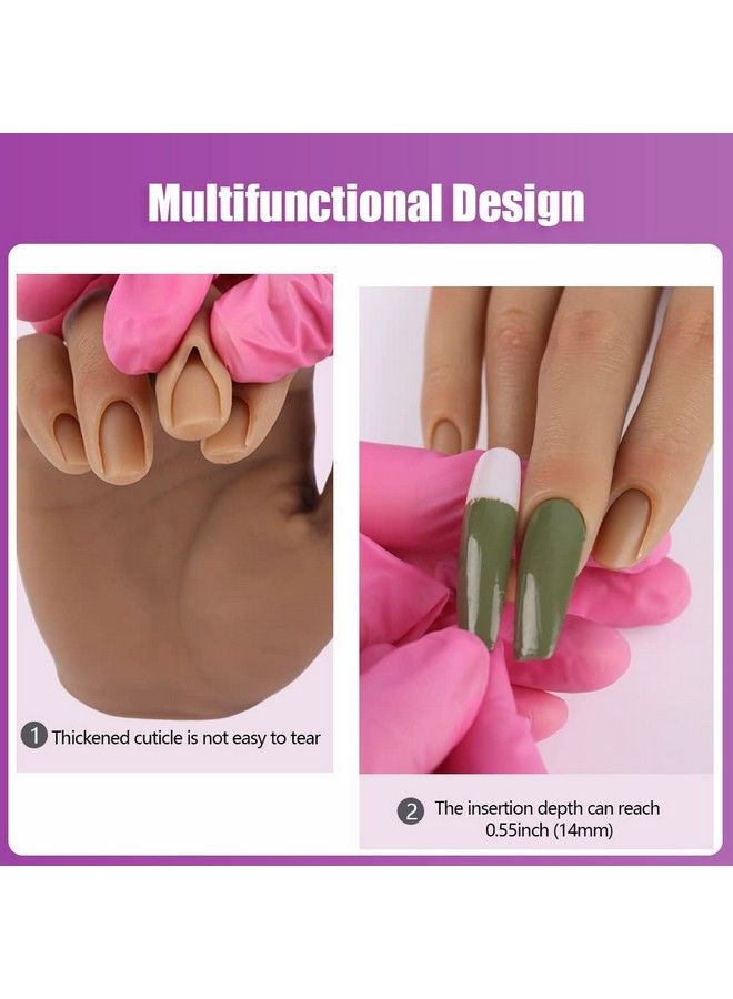 Nail Hand Practice Silicone Female Mannequin Life Size Hand As Sketch Nail Practice Hands Jewelry Ring Glove Watch Display With Nail 18Cm (Left Hand Light Brown)