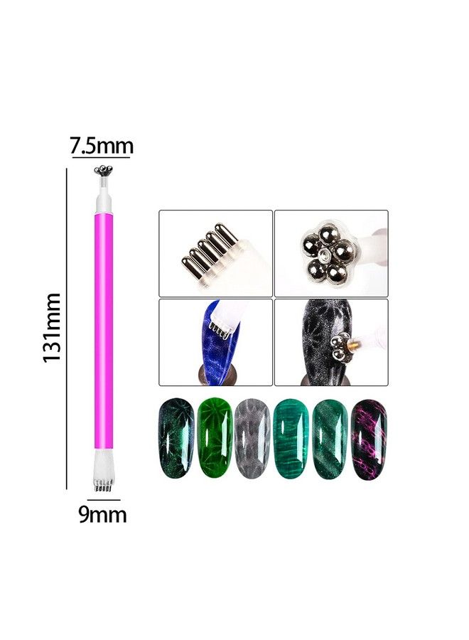 16 Pieces Nail Magnet Tool Set Magnet Plate Wand Board Magnetic Pen Stripe Nail Magnet Double Ended Magnet Wand Magnet Stick For Cat Eye Gel Polish Nail Art