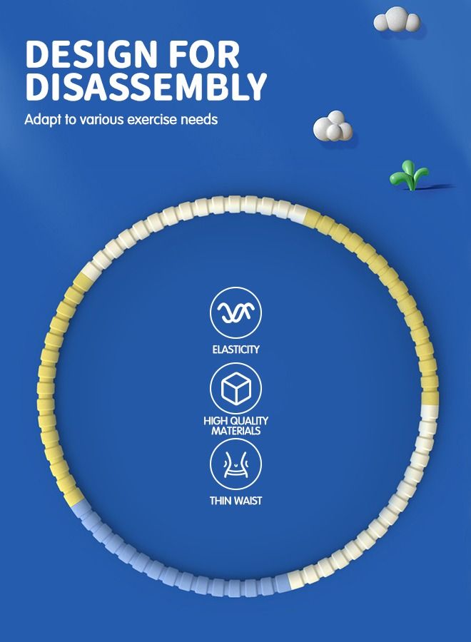 Hula Hoop Weighted Detachable Exercise Ring, 5 Sections Plus Size Portable for Home Life Sports Equipment, Fat Burning Core Exercise Equipment, Soft Padding Fascia Massage,30 in Diameter