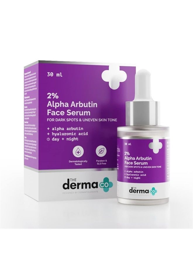 2% Alpha Arbutin Face Serum for Dark Spots & Uneven Skin Tone - 30 ml