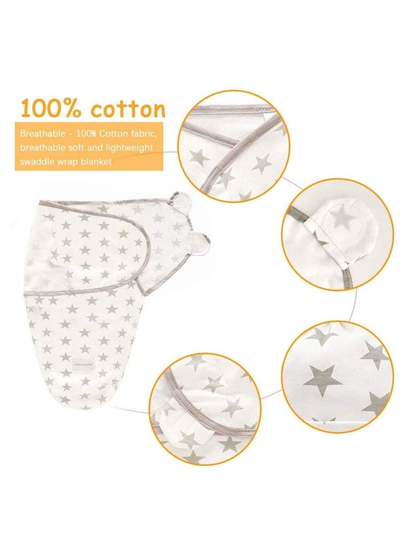 Baby Newborn Swaddle Blanket Adjustable Wrap Receiving Blanket Baby 100% Cotton Sleepsack 0-6 Months for Boys and Girls, 2 Pack