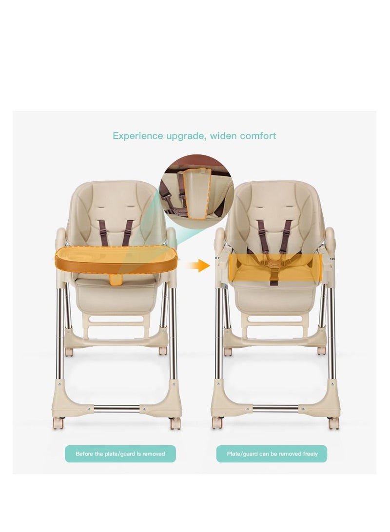 4 in 1 foldable baby high chair with wheels Convertable to infant floor seat baby booster chair for kids