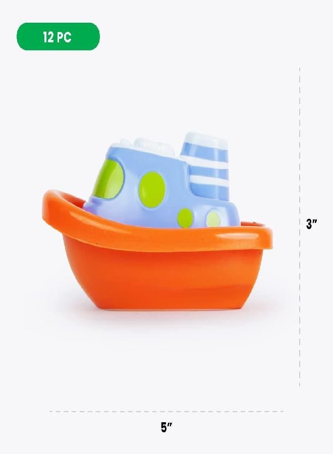 Boley Boats Bathtub Toys - 12 Pk Kids Bath Toys for Toddlers Ages 3+