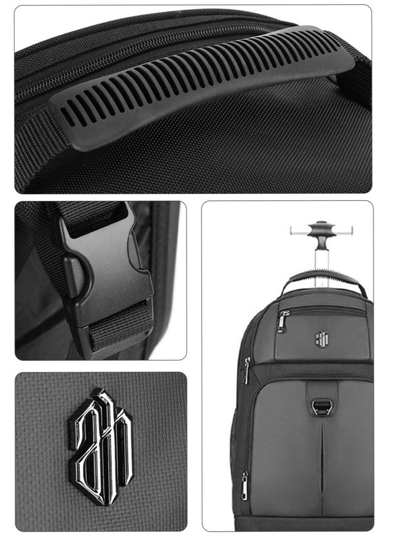 Professional Business Travel Roller Backpack,Big Capacity Trolley Laptop Bag for Men and Women,College School Book Bag Office Rolling Computer Backpack Fits 17 Inch Notebook