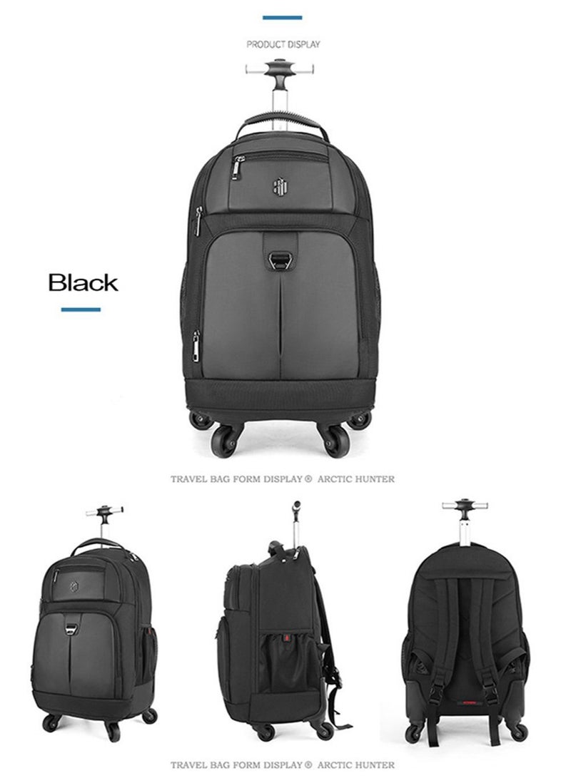 Professional Business Travel Roller Backpack,Big Capacity Trolley Laptop Bag for Men and Women,College School Book Bag Office Rolling Computer Backpack Fits 17 Inch Notebook