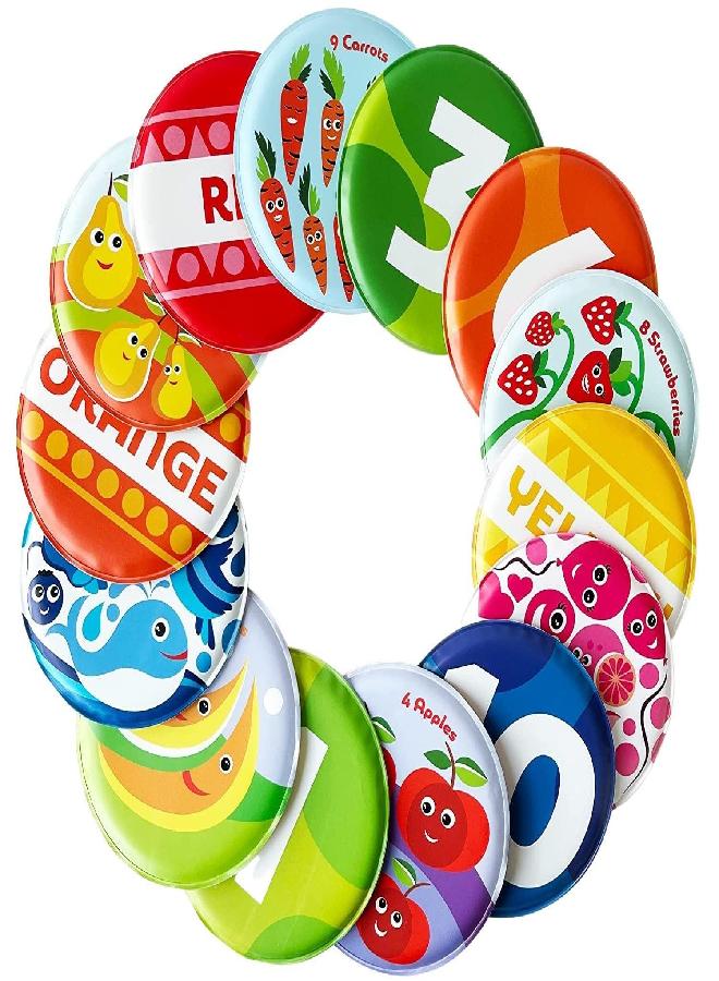 Floating Baby Flash Cards for Bathtub - Learn Numbers, Counting and Colors - Educational Bath Toys for Babies & Toddlers 3 Plus Months (Set of 21)