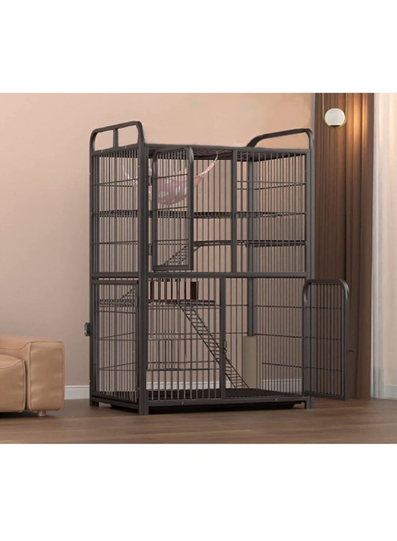 Pet Cage Playpen Box Kennel Crate with Hammock Wheels and Removable Tray for Cat and Dog