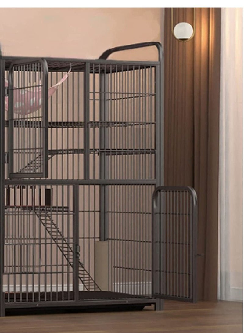 Pet Cage Playpen Box Kennel Crate with Hammock Wheels and Removable Tray for Cat and Dog