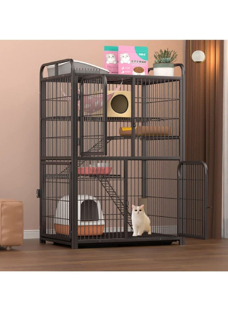 Pet Cage Playpen Box Kennel Crate with Hammock Wheels and Removable Tray for Cat and Dog