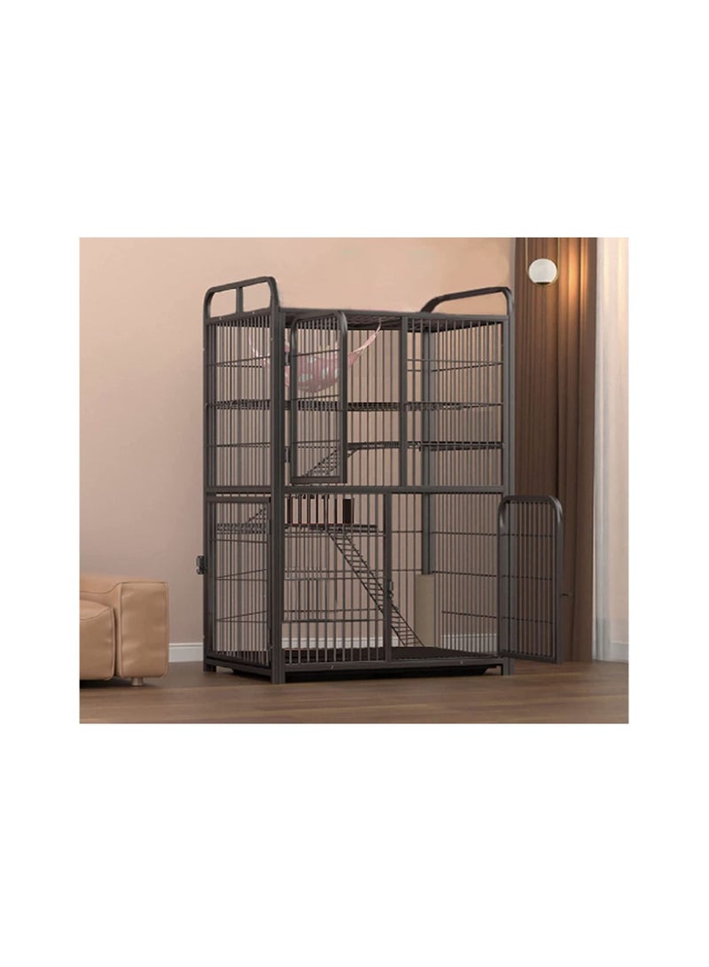 Pet Cage Playpen Box Kennel Crate with Hammock Wheels and Removable Tray for Cat and Dog
